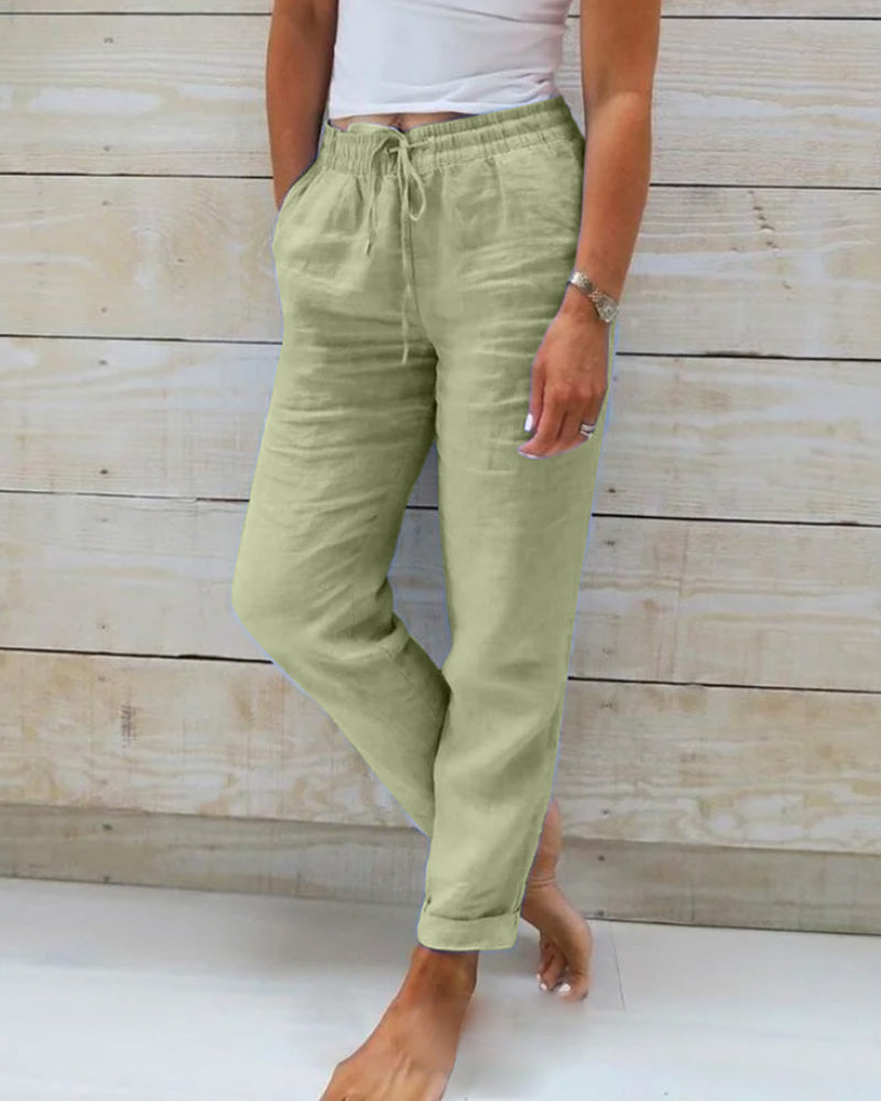 Manon – Pantalon en coton et lin de haute qualité, pour un confort ultime au quotidien