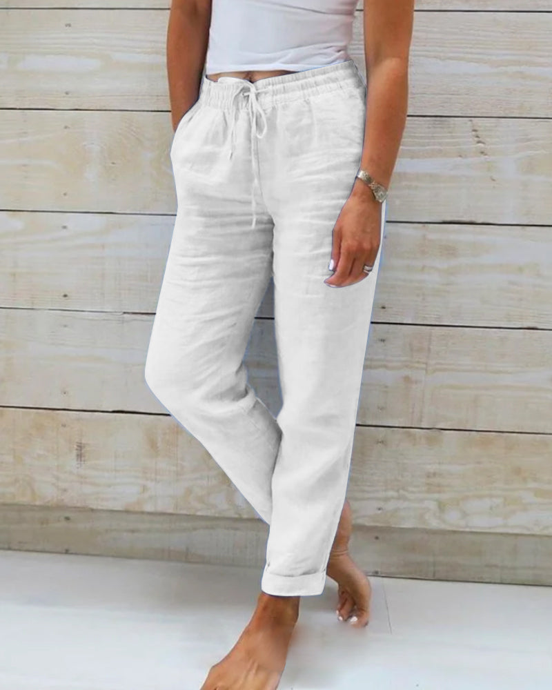 Manon – Pantalon en coton et lin de haute qualité, pour un confort ultime au quotidien