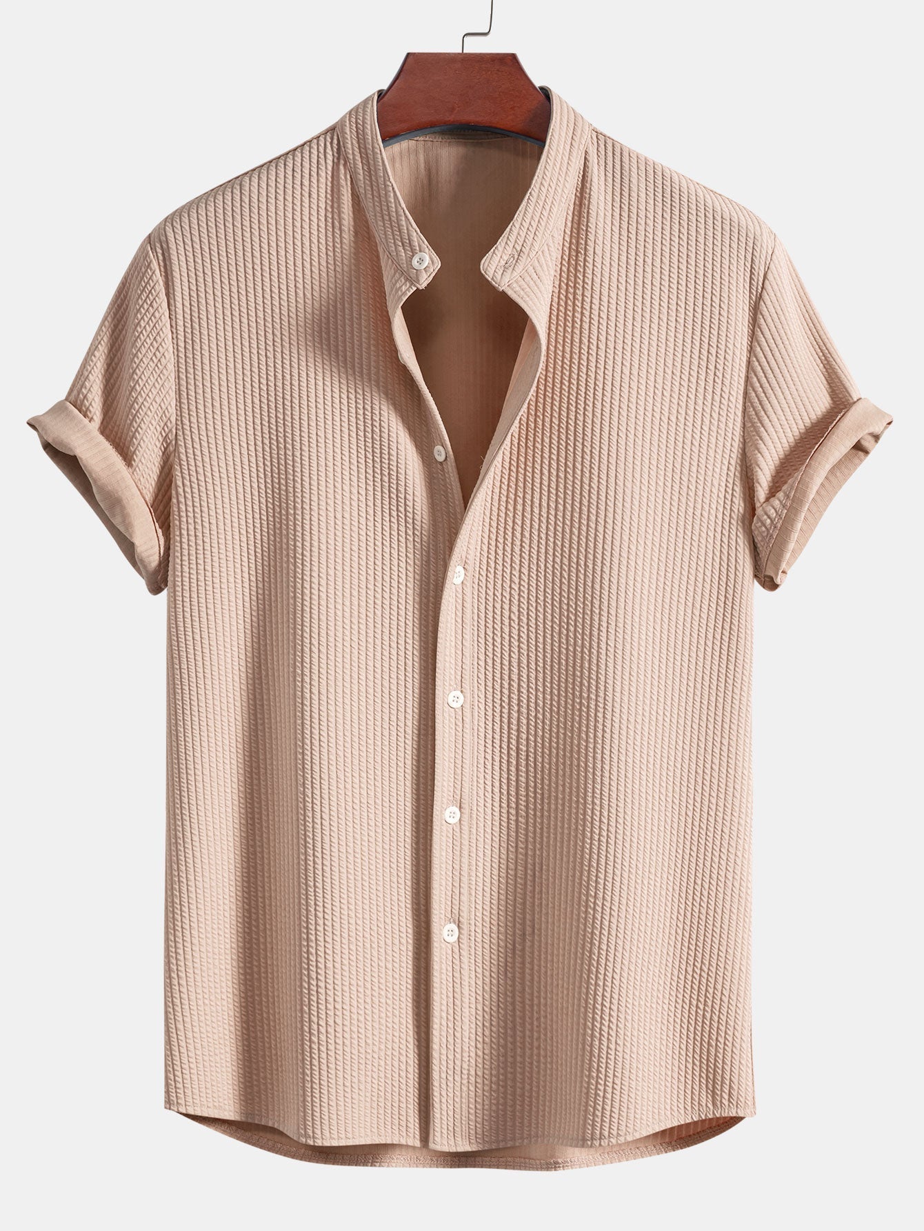 Markus – Chemise à rayures avec col montant, coupe ajustée pour une silhouette athlétique et élégante