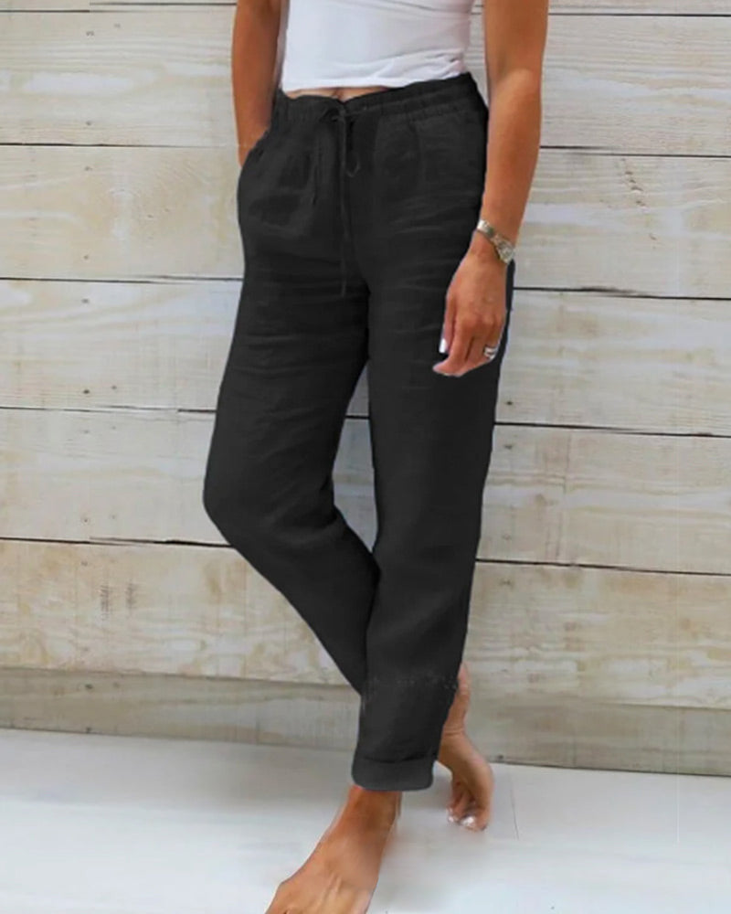 Manon – Pantalon en coton et lin de haute qualité, pour un confort ultime au quotidien