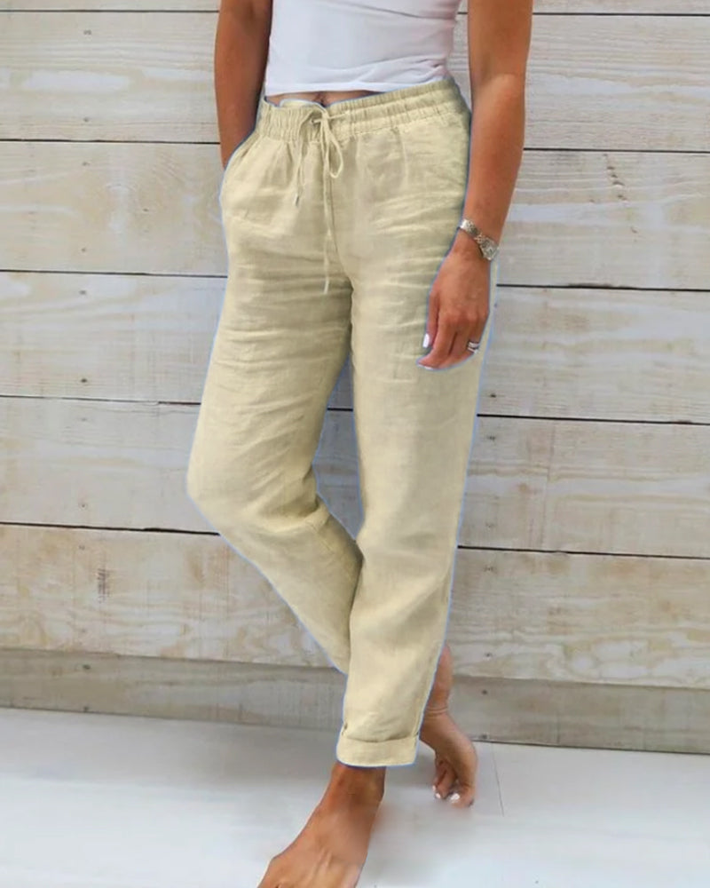 Manon – Pantalon en coton et lin de haute qualité, pour un confort ultime au quotidien