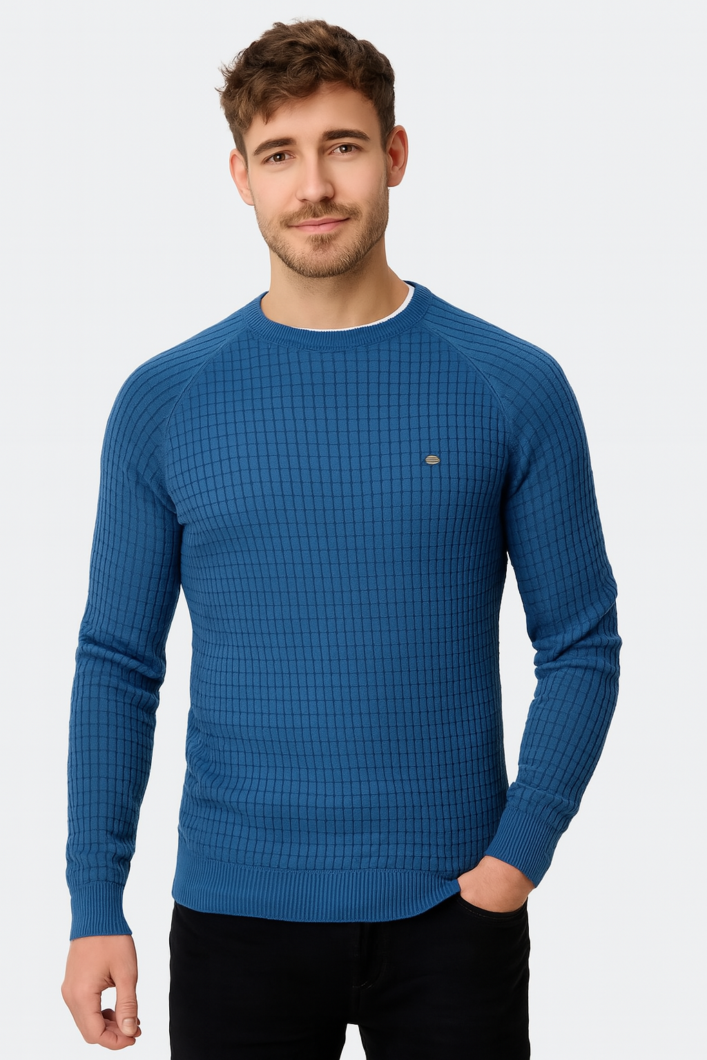 Harold - Pull pour homme élégant Vincent avec motif à carreaux tendance