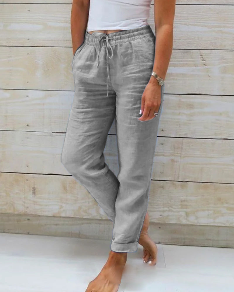 Manon – Pantalon en coton et lin de haute qualité, pour un confort ultime au quotidien