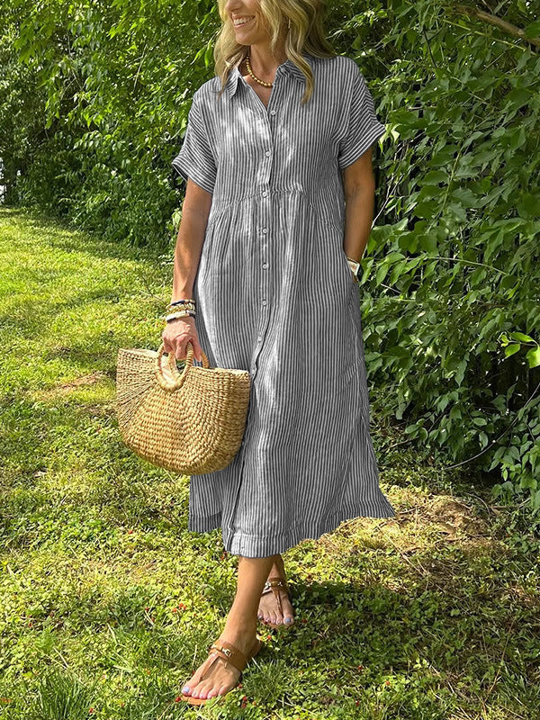 Sara – Blouse oversize à rayures élégantes avec poches pratiques
