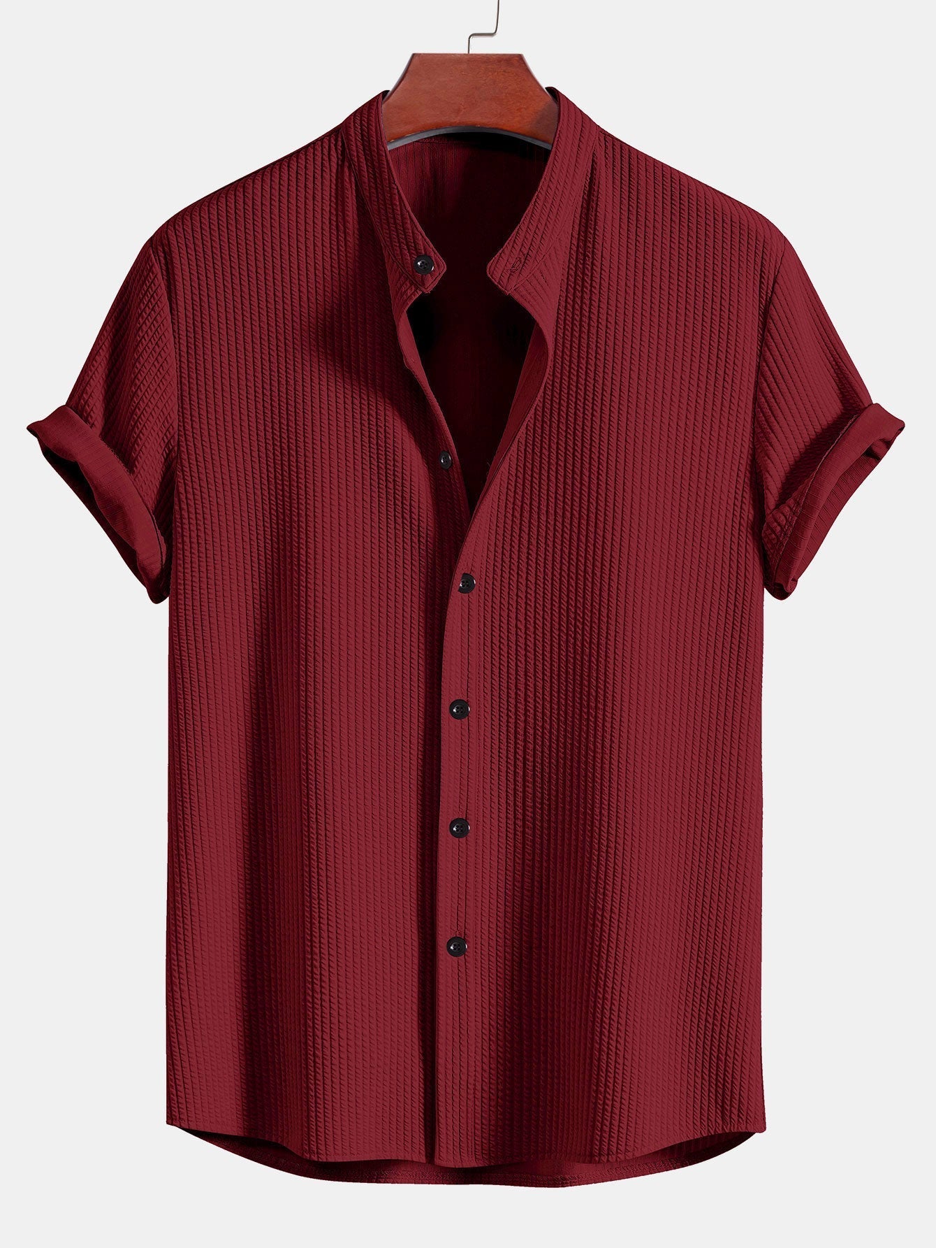 Markus – Chemise à rayures avec col montant, coupe ajustée pour une silhouette athlétique et élégante