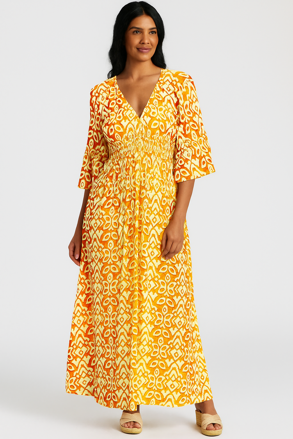 Helena - Robe longue élégante à col en V pour un look sophistiqué