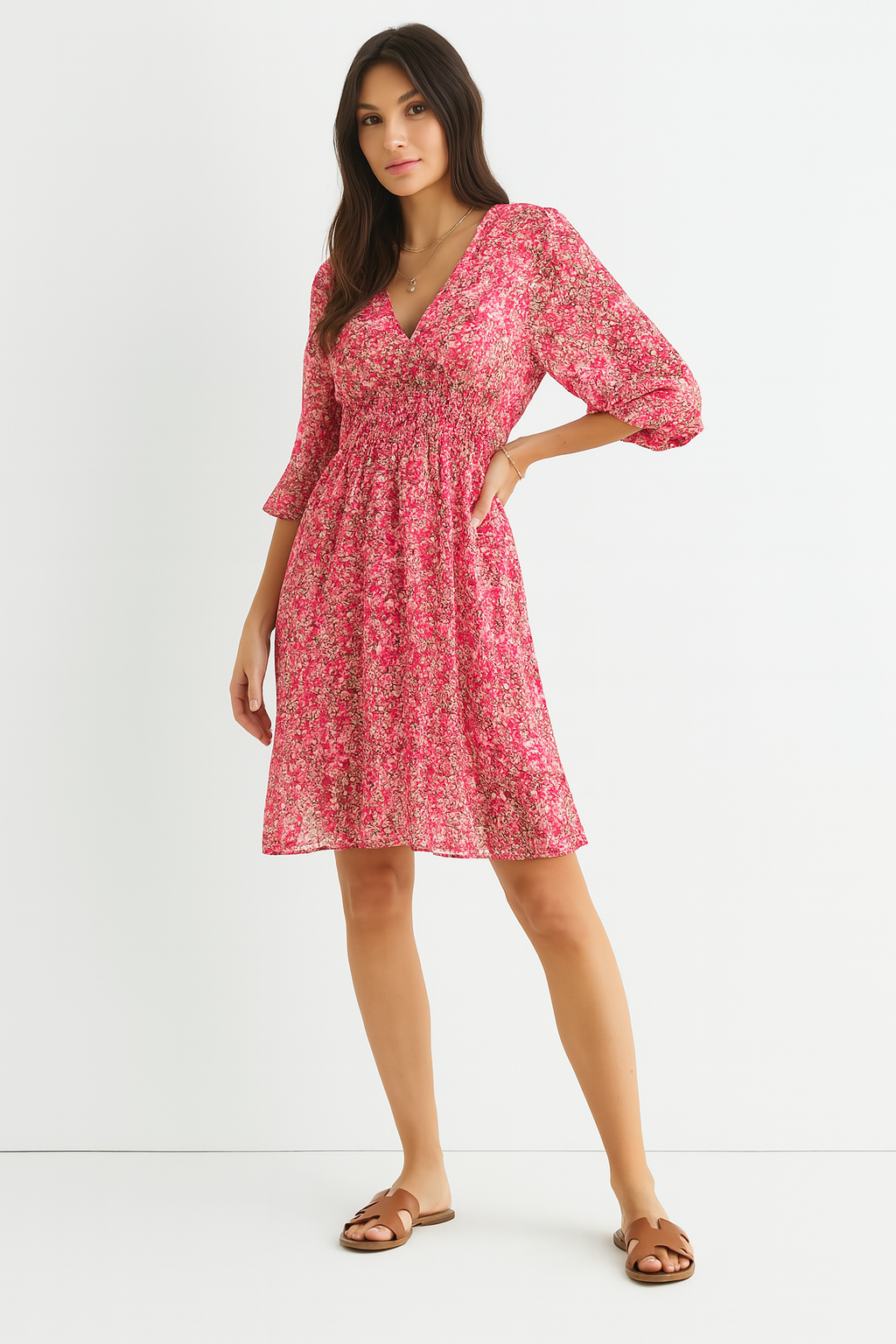 Annalise - Mélange élégant de motifs floraux avec des manches ballon