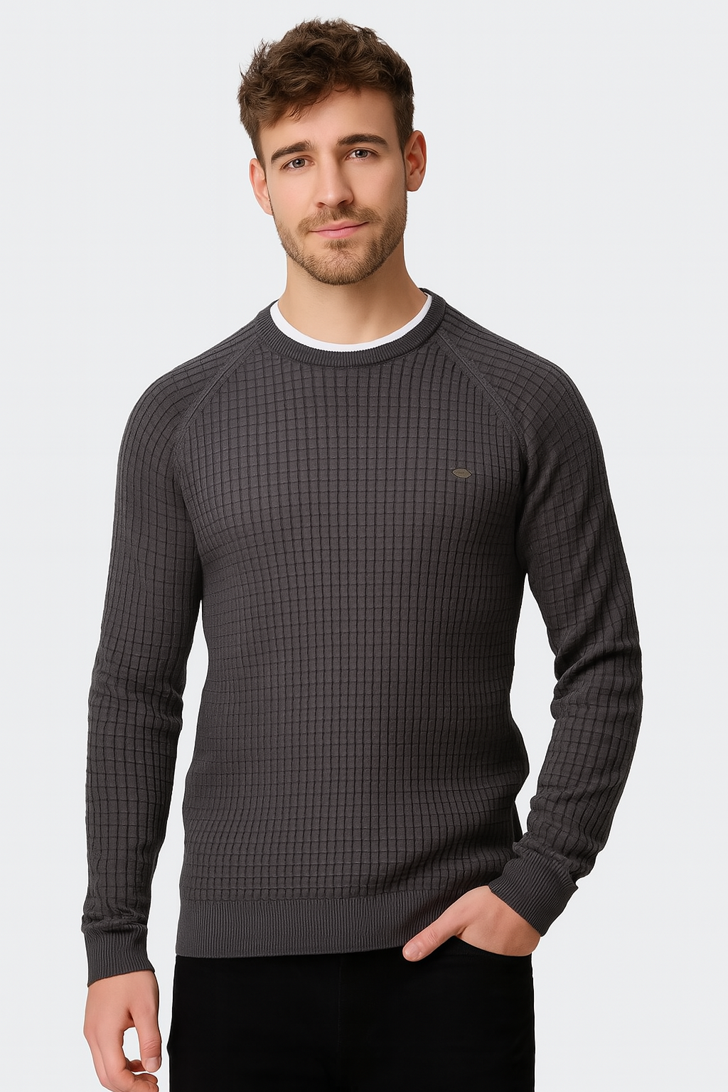 Harold - Pull pour homme élégant Vincent avec motif à carreaux tendance