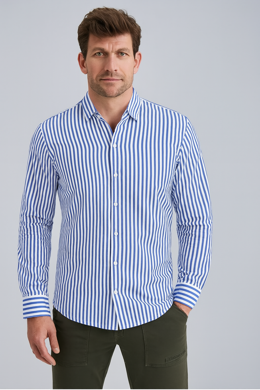 Chemise à rayures Leo - Protection élégante pour votre quotidien!