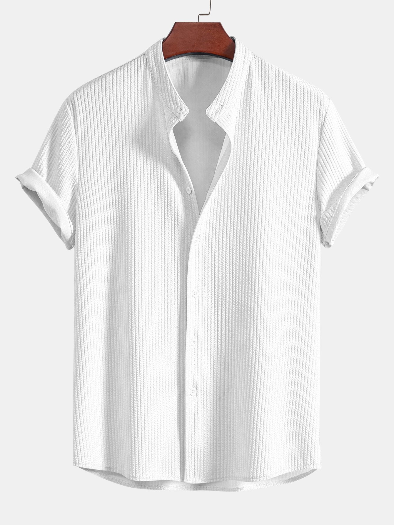 Markus – Chemise à rayures avec col montant, coupe ajustée pour une silhouette athlétique et élégante
