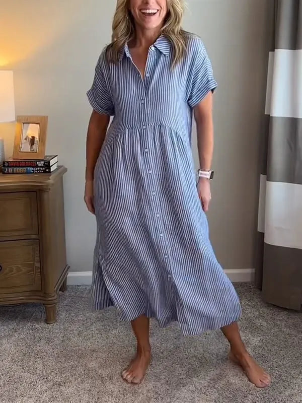 Sara – Blouse oversize à rayures élégantes avec poches pratiques