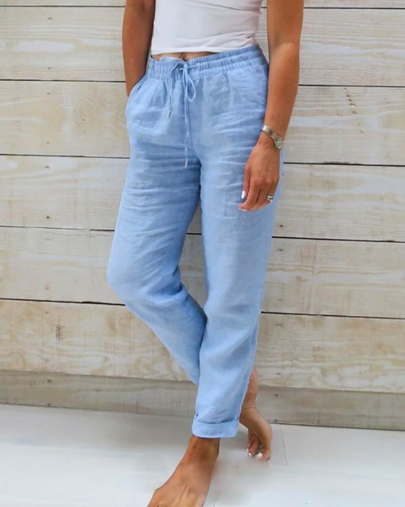Manon – Pantalon en coton et lin de haute qualité, pour un confort ultime au quotidien