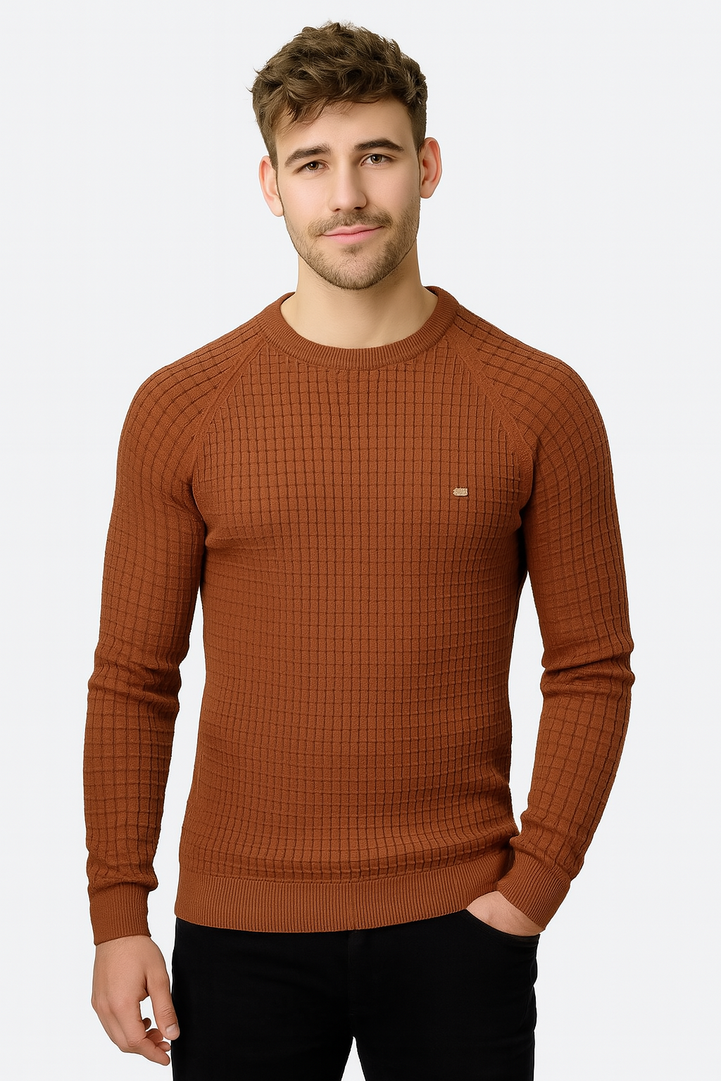 Harold - Pull pour homme élégant Vincent avec motif à carreaux tendance