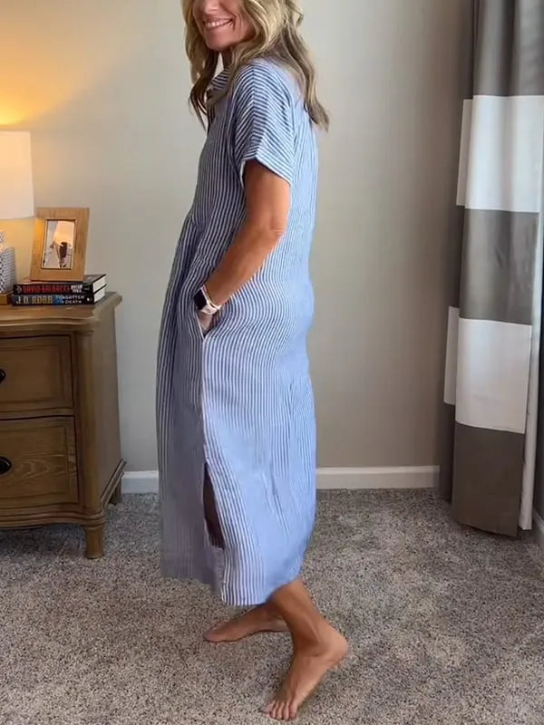 Sara – Blouse oversize à rayures élégantes avec poches pratiques
