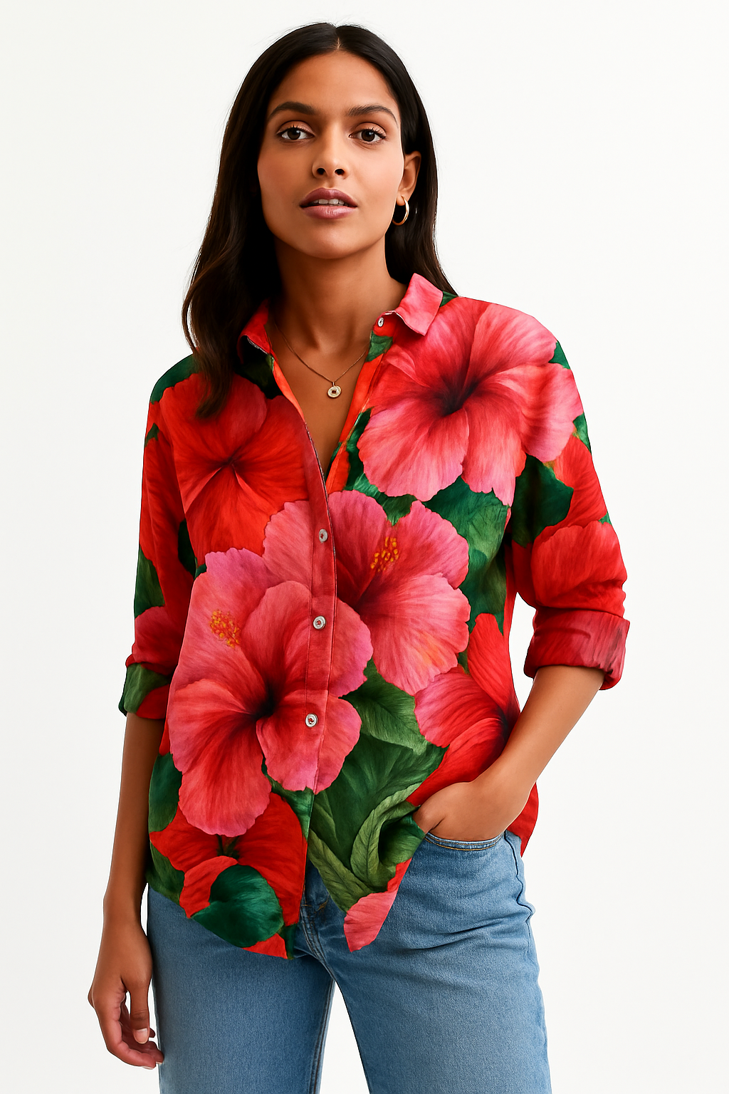 Elke - Chemisier vintage sophistiquée à motif floral avec manches longues pour un style chic et élégant