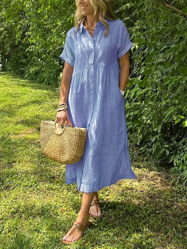 Sara – Blouse oversize à rayures élégantes avec poches pratiques
