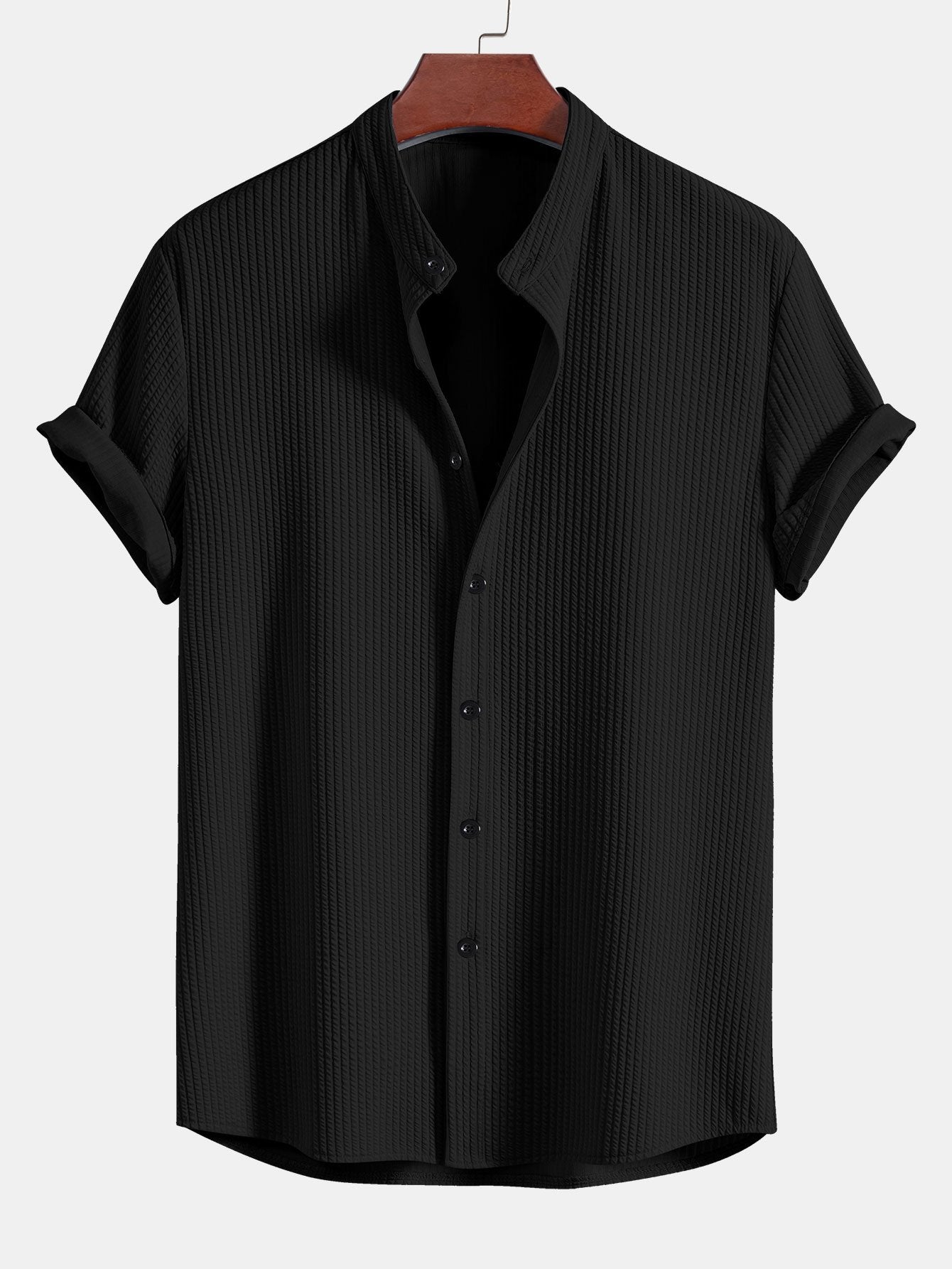 Markus – Chemise à rayures avec col montant, coupe ajustée pour une silhouette athlétique et élégante