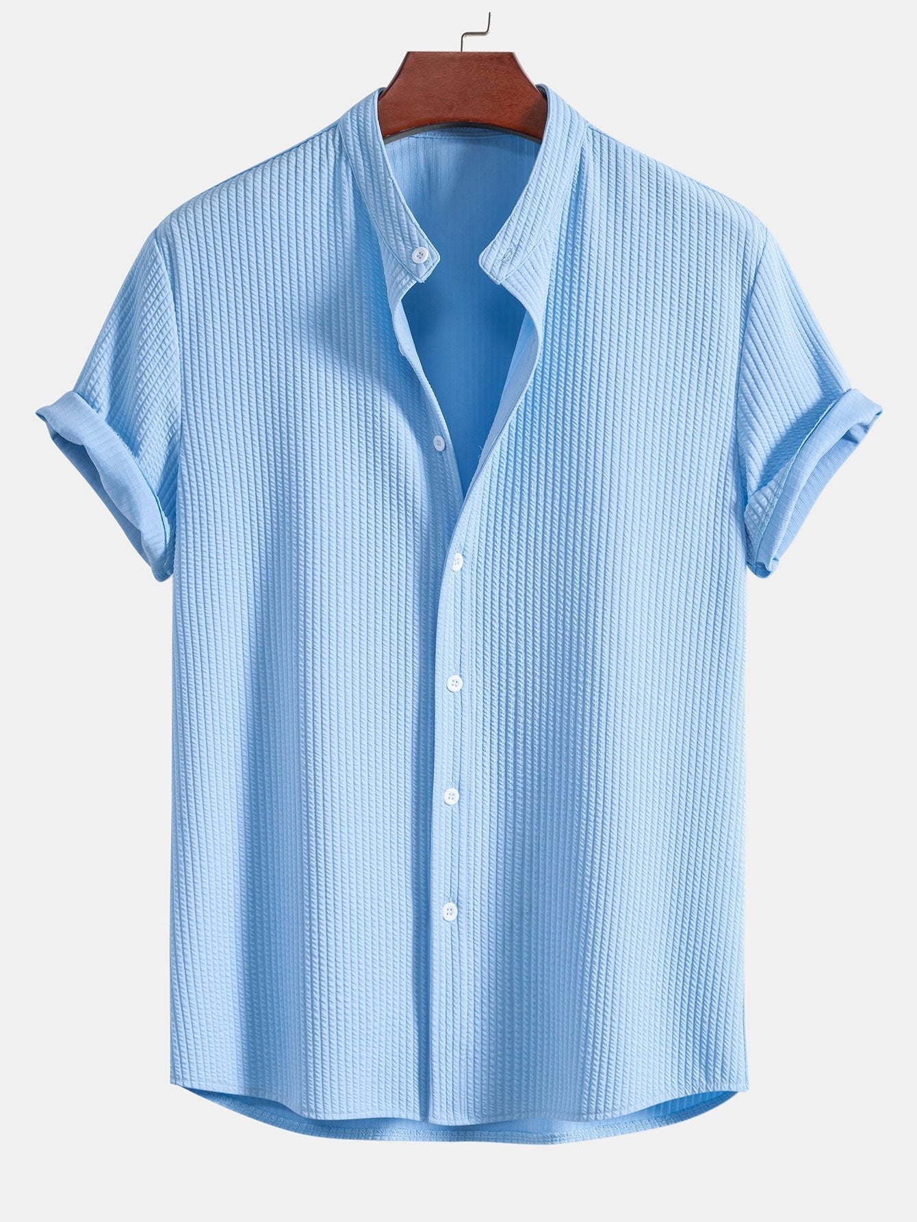 Markus – Chemise à rayures avec col montant, coupe ajustée pour une silhouette athlétique et élégante